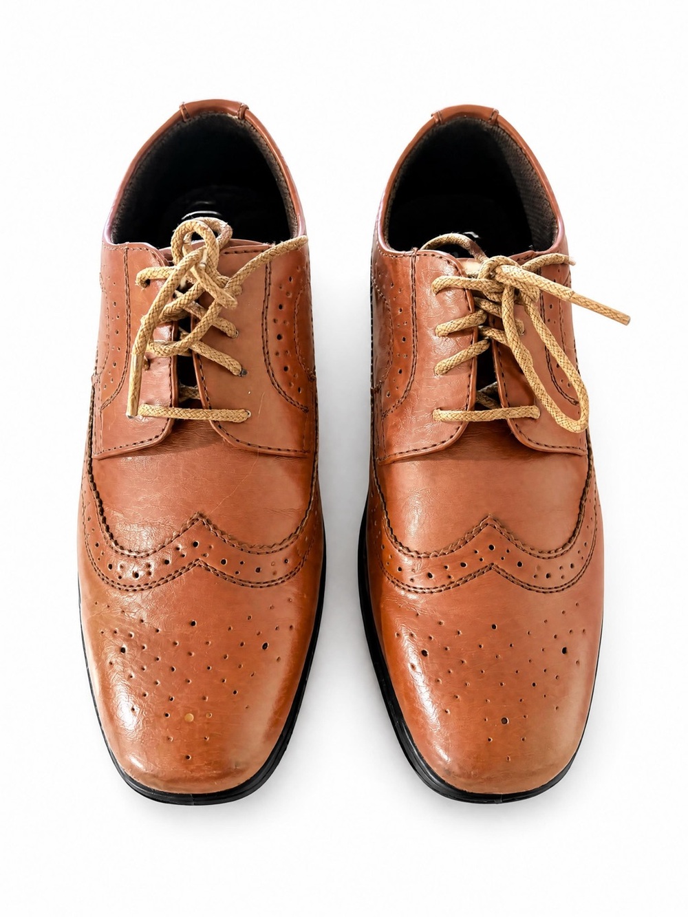 Deer Stags Tan/Brown Boys' Wingtip Dress Shoes